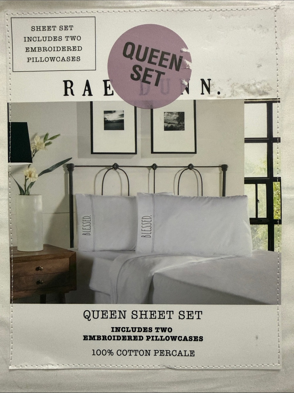 RARE Rae Dunn Queen Sheet Set - Picture 2 of 7